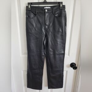 LOFT Faux Leather Pants Size 26 Black Mid Rise Straight Leg Vegan Leather